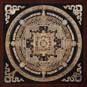 Pure Gold and Silver Kalachakra Mandala | Good Workmanship Artwork | Hand-Painted Tibetan Thangka